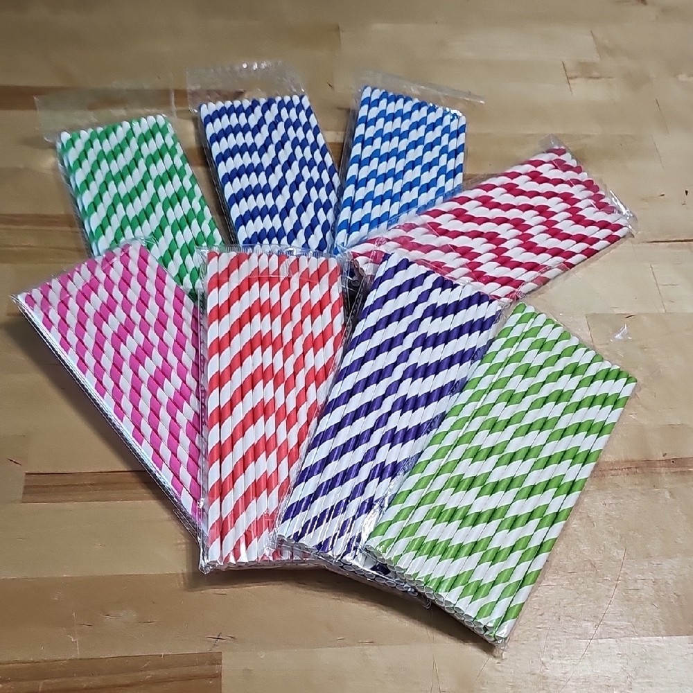 🥤 160 Colorful Striped Paper Straws